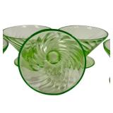 M4 - Vintage Hocking Glass Spiral Uranium Sherbet Dishes 4 (Lot of 5)
