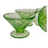 M4 - Vintage Hocking Glass Spiral Uranium Sherbet Dishes 4 (Lot of 5)