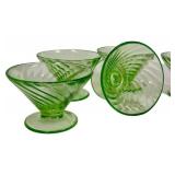 M4 - Vintage Hocking Glass Spiral Uranium Sherbet Dishes 4 (Lot of 5)