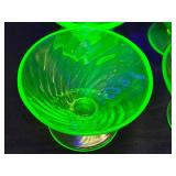 M4 - Vintage Hocking Glass Spiral Uranium Sherbet Dishes 4 (Lot of 5)