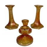 C4 - Vintage Imperial Glass Crackle Candlesticks Set