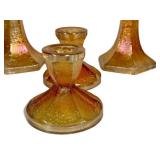 C4 - Vintage Imperial Glass Crackle Candlesticks Set