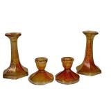 C4 - Vintage Imperial Glass Crackle Candlesticks Set