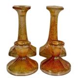C4 - Vintage Imperial Glass Crackle Candlesticks Set