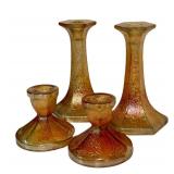 C4 - Vintage Imperial Glass Crackle Candlesticks Set