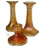 C4 - Vintage Imperial Glass Crackle Candlesticks Set