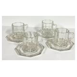 E4 - Vintage Italian Art Deco Glass Demitasse Cups & Saucers - Set of 4
