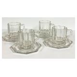 E4 - Vintage Italian Art Deco Glass Demitasse Cups & Saucers - Set of 4