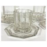 E4 - Vintage Italian Art Deco Glass Demitasse Cups & Saucers - Set of 4