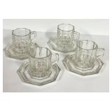 E4 - Vintage Italian Art Deco Glass Demitasse Cups & Saucers - Set of 4
