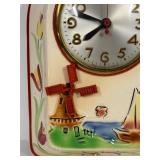 L6 - Hull Vintage Clock - 1930s Ceramic Mantel Clock With Windmill and Sailboat
