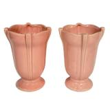 H5 - McCoy Pink 7.25-Inch Vase Pair - Vintage Made in USA