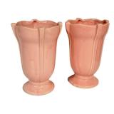 H5 - McCoy Pink 7.25-Inch Vase Pair - Vintage Made in USA