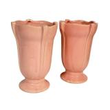 H5 - McCoy Pink 7.25-Inch Vase Pair - Vintage Made in USA