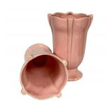 H5 - McCoy Pink 7.25-Inch Vase Pair - Vintage Made in USA
