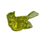 M3 - Moser Glass Bird - Vintage Neon Green Glass Figurine, 3.5 in W x 1 in H