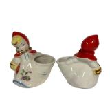 H4 - Hull Pottery Little Red Riding Hood Sugar Bowl - 1950s