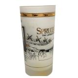 C4 - Howard Hughes Spruce Goose Tumbler - Vintage Frosted Glass 5.5 in Tall