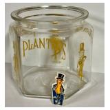 O1 - Planters Mr Peanut Glass Peanut Jar with Pencil Sharpener