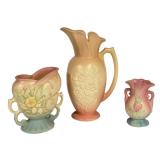 K4 - Vintage Hull Granada Mardi Gras 11in Vase - Magnolia Matte 5in Double-Handled Vase - Hull Art 6.5in Vase