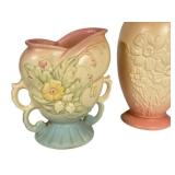 K4 - Vintage Hull Granada Mardi Gras 11in Vase - Magnolia Matte 5in Double-Handled Vase - Hull Art 6.5in Vase