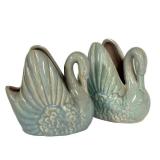 K4 - Pair of Vintage Gonder Pottery Swan Vases