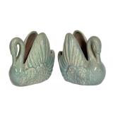 K4 - Pair of Vintage Gonder Pottery Swan Vases