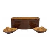 K4 - Roseville Mayfair Brown Planter 1106-10 & Pair of Candle Holders - Vintage 1940s