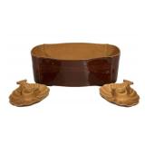 K4 - Roseville Mayfair Brown Planter 1106-10 & Pair of Candle Holders - Vintage 1940s