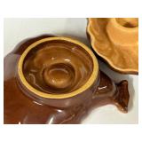 K4 - Roseville Mayfair Brown Planter 1106-10 & Pair of Candle Holders - Vintage 1940s