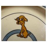 Antique Roseville Pottery Juvenile Edge Plate  - Three Dogs Design