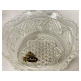 O1 - Vintage Glassware Assortment; Fenton Star Pattern Nappy 4.5 in - Jeanette Creamer & Sugar - Jeanette Covered Jar 5 in - 6 in Pitcher - 7.5 in Compote