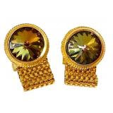 L4 - Rivoli Vintage Cufflinks - Gold Tone with Rainbow Faceted Crystal Pair