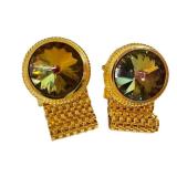 L4 - Rivoli Vintage Cufflinks - Gold Tone with Rainbow Faceted Crystal Pair