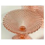 O1 - Vintae Hocking Glass Miss America Pink Depression Oval Tray & Plate