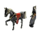 F2 - Barclay Pod Foot Cowboy Figure with Horse - Vintage Metal Toy,
