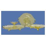 N3 - Lancaster Glass Co Topaz Martha Washington Sand Plate - Cupped Petal Plate - Cut Flowers Plate (1932) Cambridge Corinth Compote