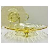 N3 - Lancaster Glass Co Topaz Martha Washington Sand Plate - Cupped Petal Plate - Cut Flowers Plate (1932) Cambridge Corinth Compote