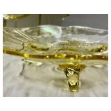 N3 - Lancaster Glass Co Topaz Martha Washington Sand Plate - Cupped Petal Plate - Cut Flowers Plate (1932) Cambridge Corinth Compote