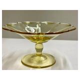 N3 - Lancaster Glass Co Topaz Martha Washington Sand Plate - Cupped Petal Plate - Cut Flowers Plate (1932) Cambridge Corinth Compote