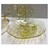 N3 - Lancaster Glass Co Topaz Martha Washington Sand Plate - Cupped Petal Plate - Cut Flowers Plate (1932) Cambridge Corinth Compote