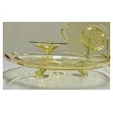 N3 - Lancaster Glass Co Topaz Martha Washington Sand Plate - Cupped Petal Plate - Cut Flowers Plate (1932) Cambridge Corinth Compote