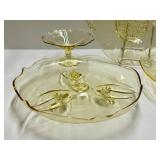 N3 - Lancaster Glass Co Topaz Martha Washington Sand Plate - Cupped Petal Plate - Cut Flowers Plate (1932) Cambridge Corinth Compote