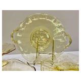 N3 - Lancaster Glass Co Topaz Martha Washington Sand Plate - Cupped Petal Plate - Cut Flowers Plate (1932) Cambridge Corinth Compote