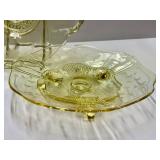 N3 - Lancaster Glass Co Topaz Martha Washington Sand Plate - Cupped Petal Plate - Cut Flowers Plate (1932) Cambridge Corinth Compote