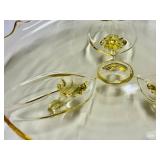 N3 - Lancaster Glass Co Topaz Martha Washington Sand Plate - Cupped Petal Plate - Cut Flowers Plate (1932) Cambridge Corinth Compote