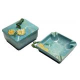 E4 - Roseville Wind Craft Cigarette Box & Ashtray - 240-T (1948 Vintage)