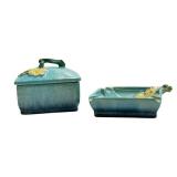 E4 - Roseville Wind Craft Cigarette Box & Ashtray - 240-T (1948 Vintage)