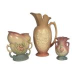 K4 - Vintage Hull Granada Mardi Gras 11in Vase - Magnolia Matte 5in Double-Handled Vase - Hull Art 6.5in Vase