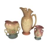 K4 - Vintage Hull Granada Mardi Gras 11in Vase - Magnolia Matte 5in Double-Handled Vase - Hull Art 6.5in Vase